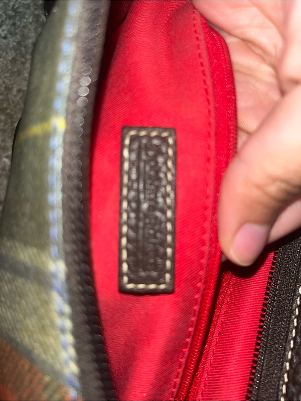 Dooney & Bourke Black Trim Red & Green Plaid Shoulder Bag - Picture 4 of 4